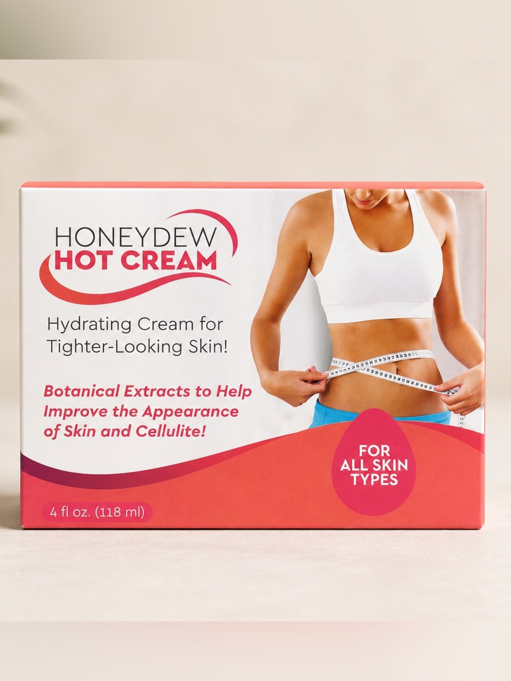 Honeydew Hot Cream Hydrating Body Cream Tighter-Looking Skin 4 oz All Skin Types